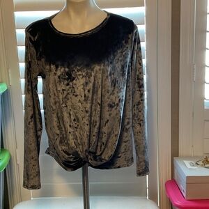 Elegant Velvet Long Sleeve Blouse - Black